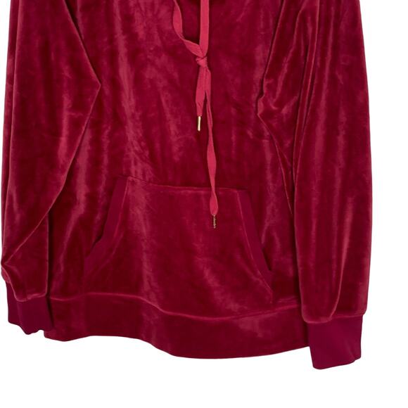 Juicy Couture Black Label M Oversized Luxe Velour Hooded Pullover Dark Crimson - Picture 6 of 11